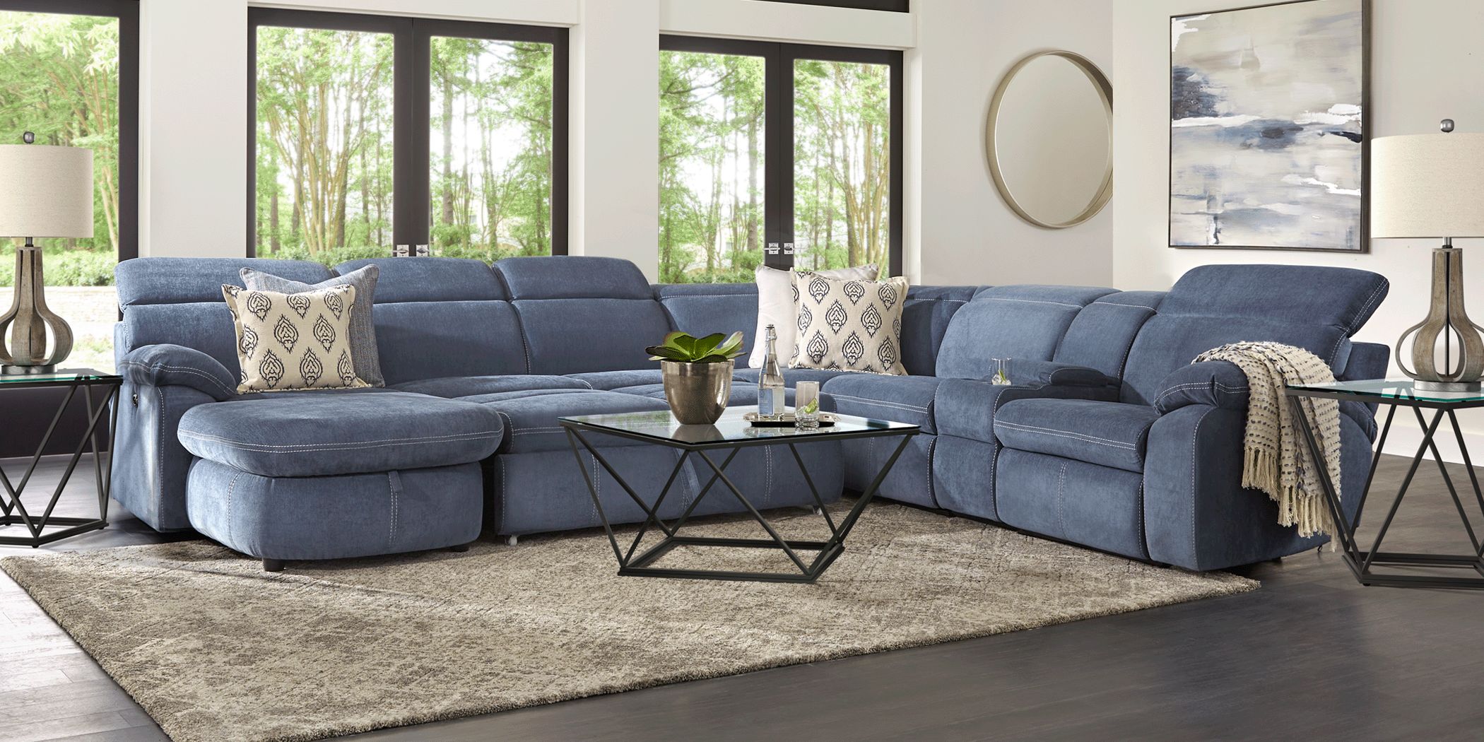 living room power reclining sectional