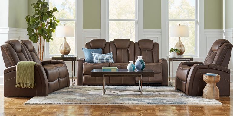 Crestline Brown 8 Pc Living Room with Dual Power Reclining Sofa