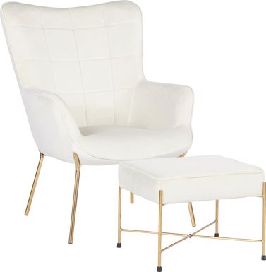 Desmare Cream Accent Chair and Ottoman