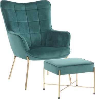 Desmare Green Accent Chair and Ottoman