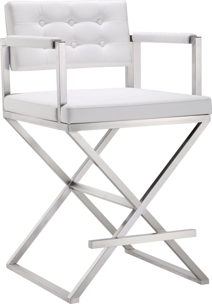 Director White Counter Height Stool, Leather Directors Chair Counter Height
