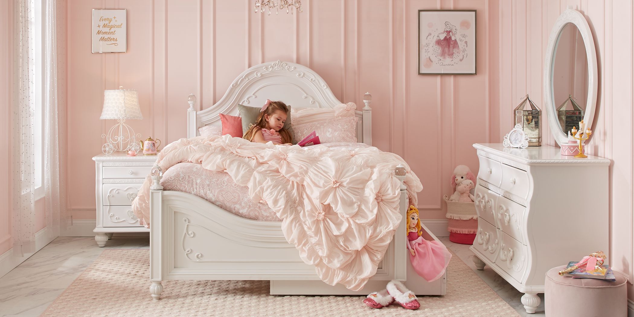 Disney Princess Bedroom Furniture, Disney Princess White Vanity Desk With Hutch