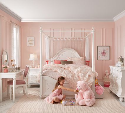 Canopy Twin Bedroom Sets Girls Room, Little Girl Twin Canopy Bed