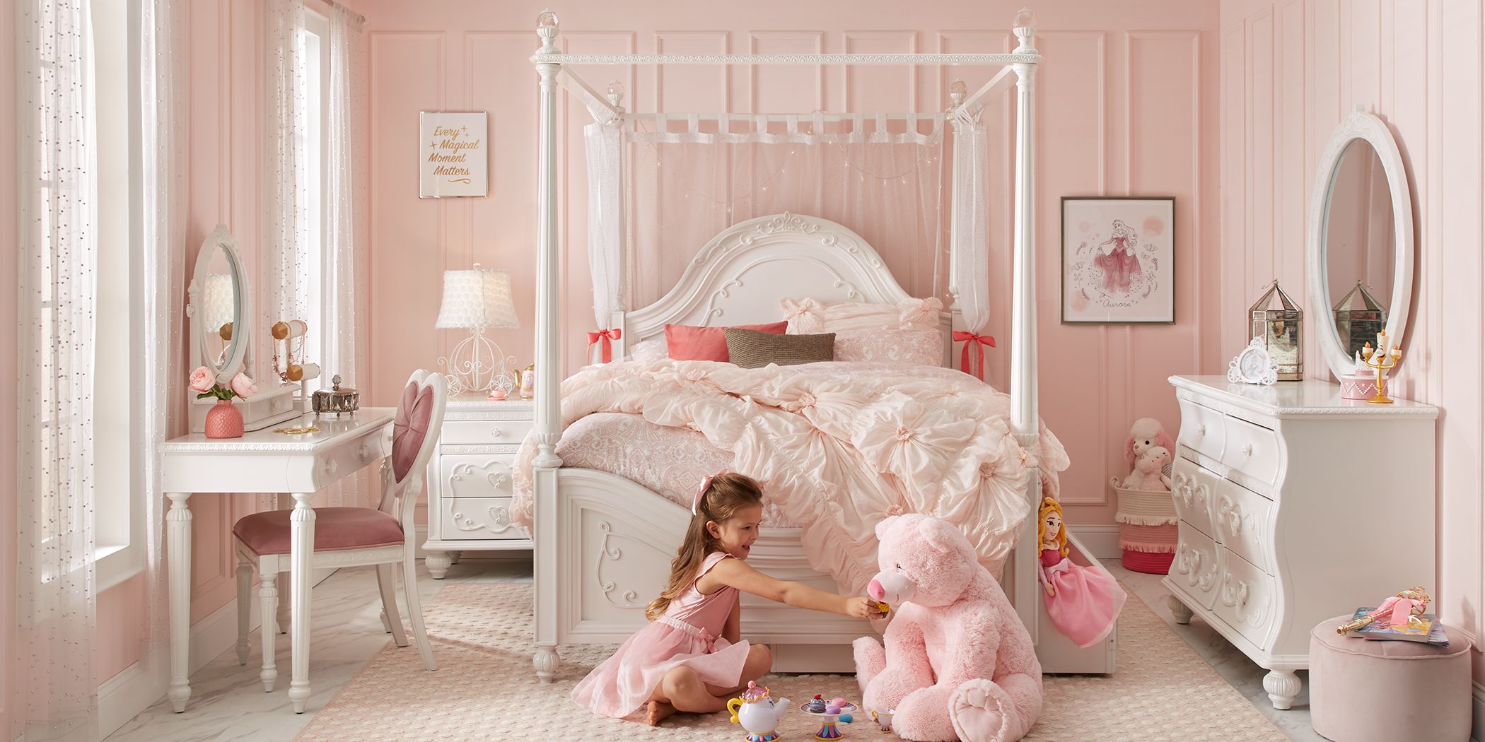 girls twin canopy bed