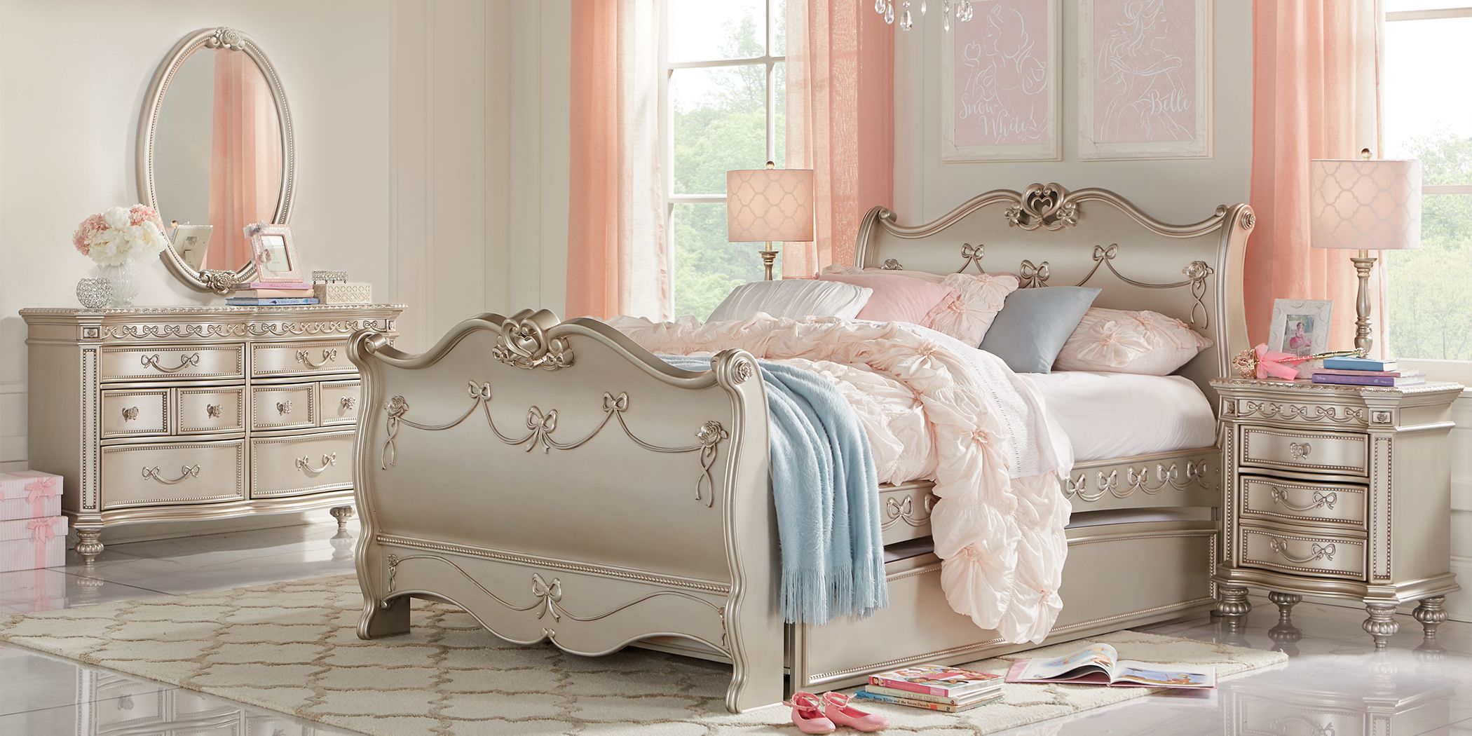 girls twin princess bed