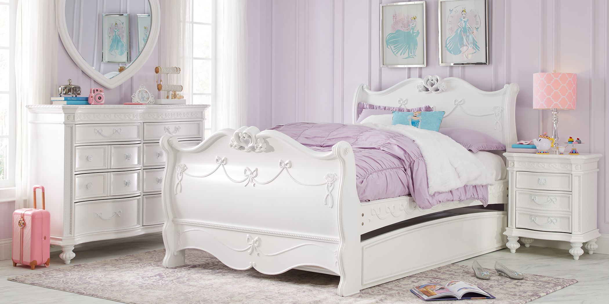 white full size bedroom set for girl