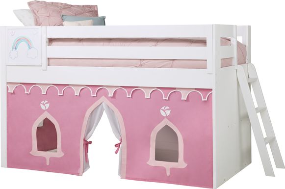 Disney Princess Fairytale White Twin Loft Bed with Whiteboard