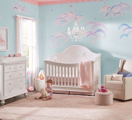 Disney Princess White 5 Pc Nursery with Toddler Rails