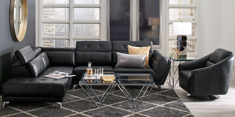 Black Leather Sectional Sofas, Living Room Ideas With Black Leather Sectional