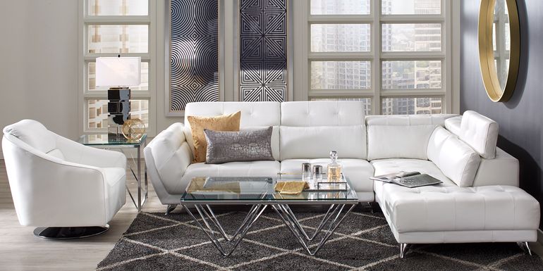 White Living Room Furniture Sets Sofa, Small Faux White Leather Fabric Sofa Set