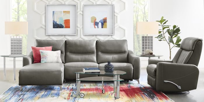 gray leather sectional sofa