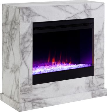 Dymalor II White 33 in. Console With Electric Fireplace