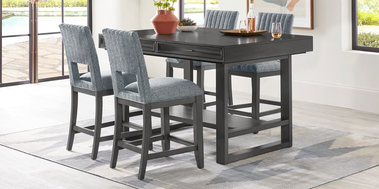 Eastleigh Charcoal 5 Pc Counter Height Dining Room with Blue Stools