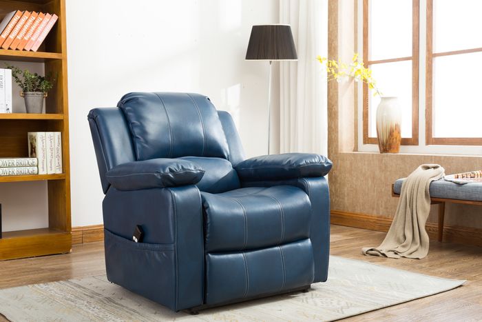 blue power recliner