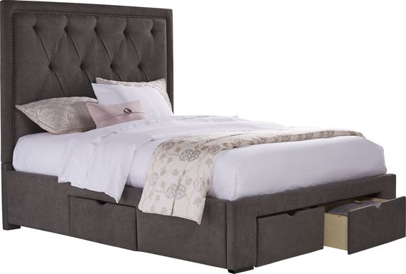 Elridge Granite 3 Pc King Upholstered Bed with 4 Drawer Storage