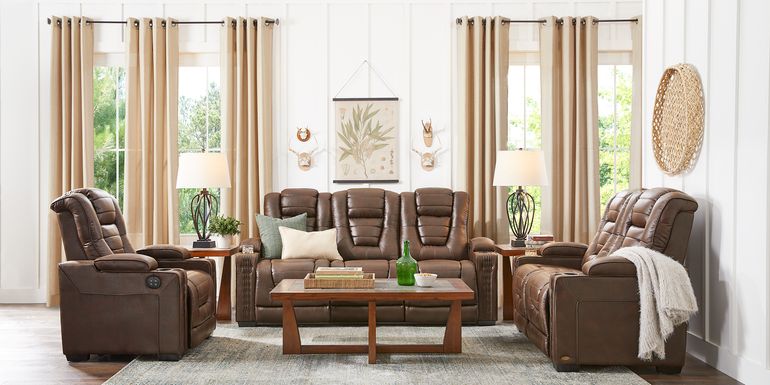 Eric Church Highway To Home Chief Brown 3 Pc Living Room with Dual Power Reclining Sofa