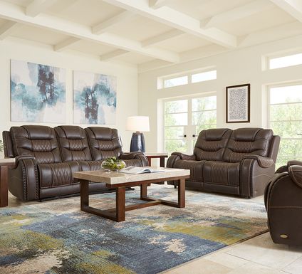 Eric Church Highway To Home Headliner Brown Leather 2 Pc Living Room with Reclining Sofa