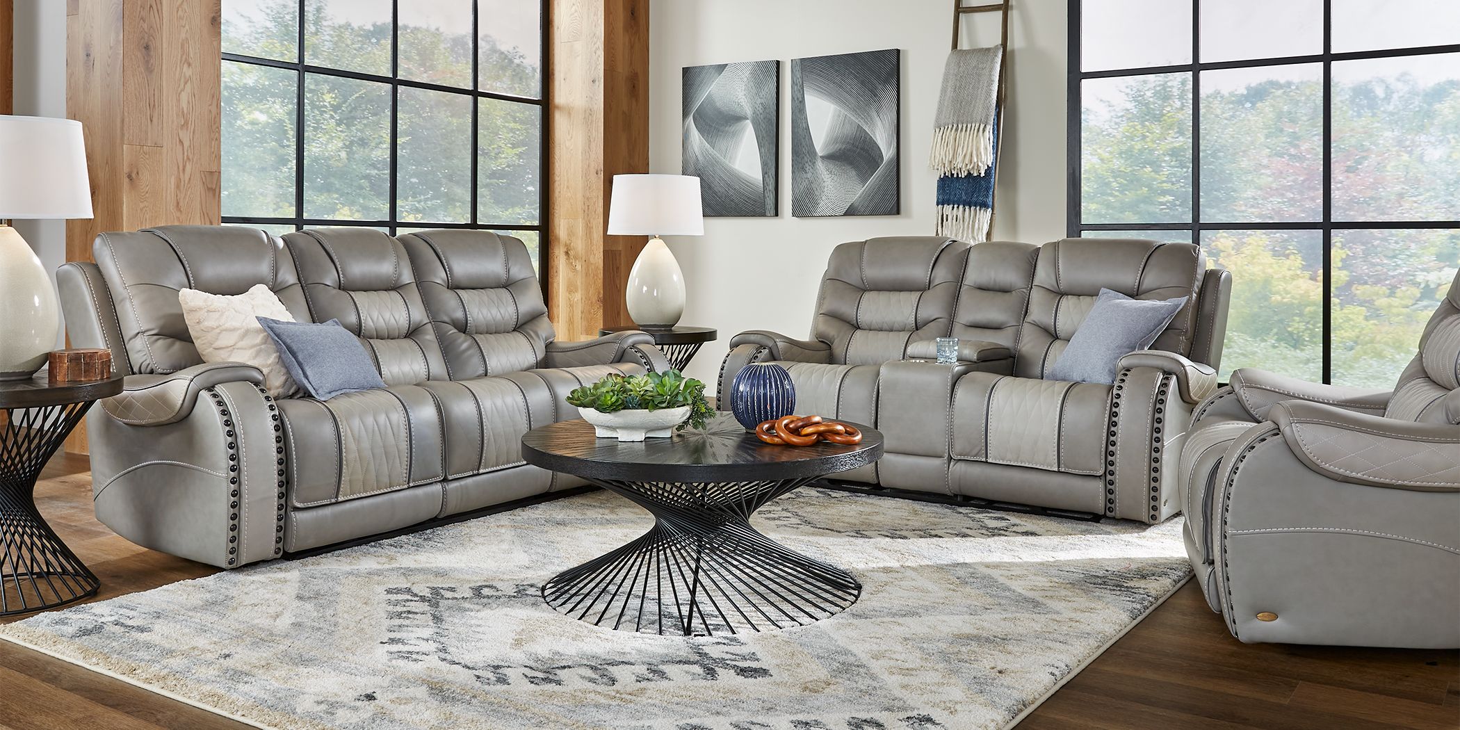 Eric Church Highway To Home Headliner Gray Leather 3 Pc Reclining