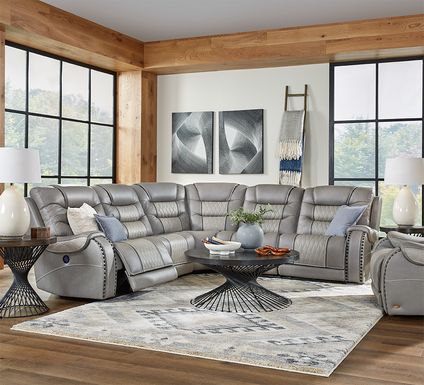 Gray Living Room Sets Silver Slate, Grey Leather Living Room Furniture