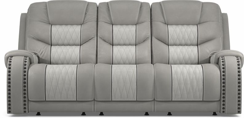 Gray Reclining Sofas Couches, Gray Leather Reclining Sofa With Nailhead Trim