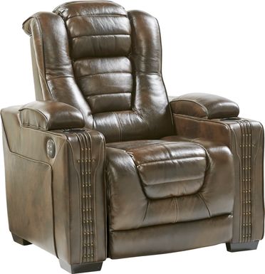 Eric Church Highway To Home Renegade Brown Leather Dual Power Recliner