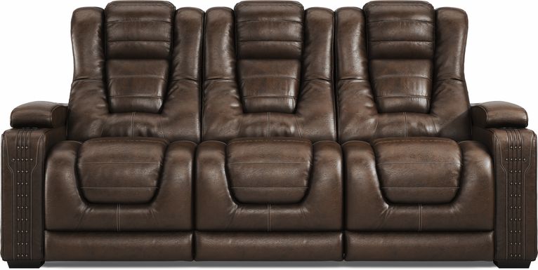 Eric Church Highway To Home Renegade Brown Leather Dual Power Reclining Sofa