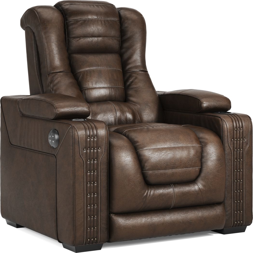 Eric Church Highway To Home Renegade Brown Leather Dual Power Recliner ...