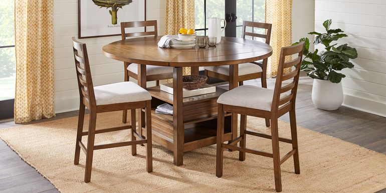 Everdeen Cottage Brown Cherry 5 Pc Counter Height Dining Room