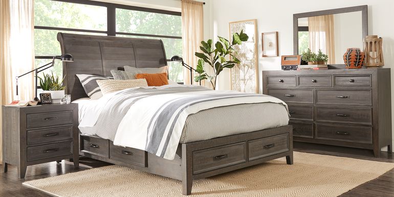 Finlay Espresso 5 Pc King Sleigh Bedroom with Storage