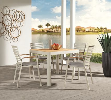 Garden View Sand 5 Pc Square Outdoor Dining Set