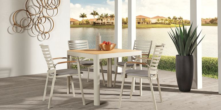 Garden View Sand 5 Pc Square Outdoor Dining Set