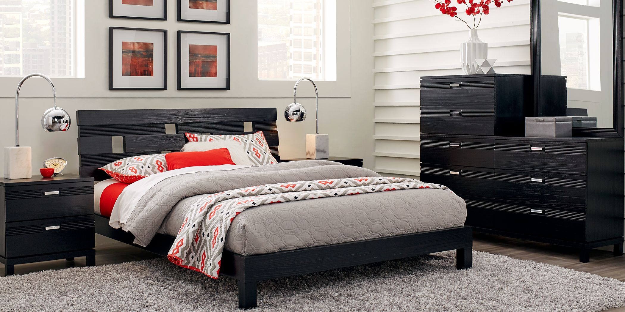 Gardenia Black 8 Pc Queen Platform Bedroom Rooms To Go