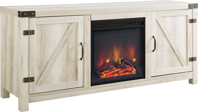 Gloxina White 58 in. Console, With Electric Fireplace