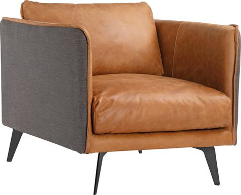 Hamor Orange Leather Accent Chair
