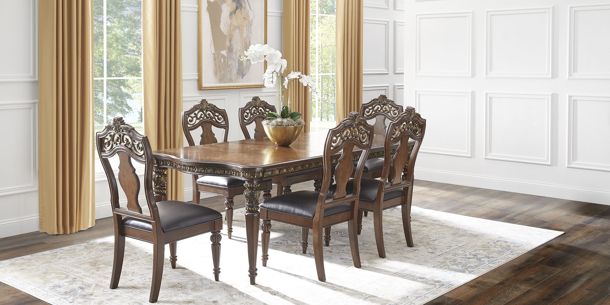 pecan wood dining room set