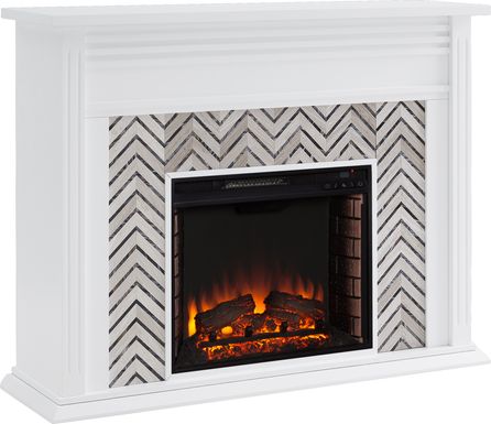 Hazelhurst I White 50 in. Console With Electric Log Fireplace
