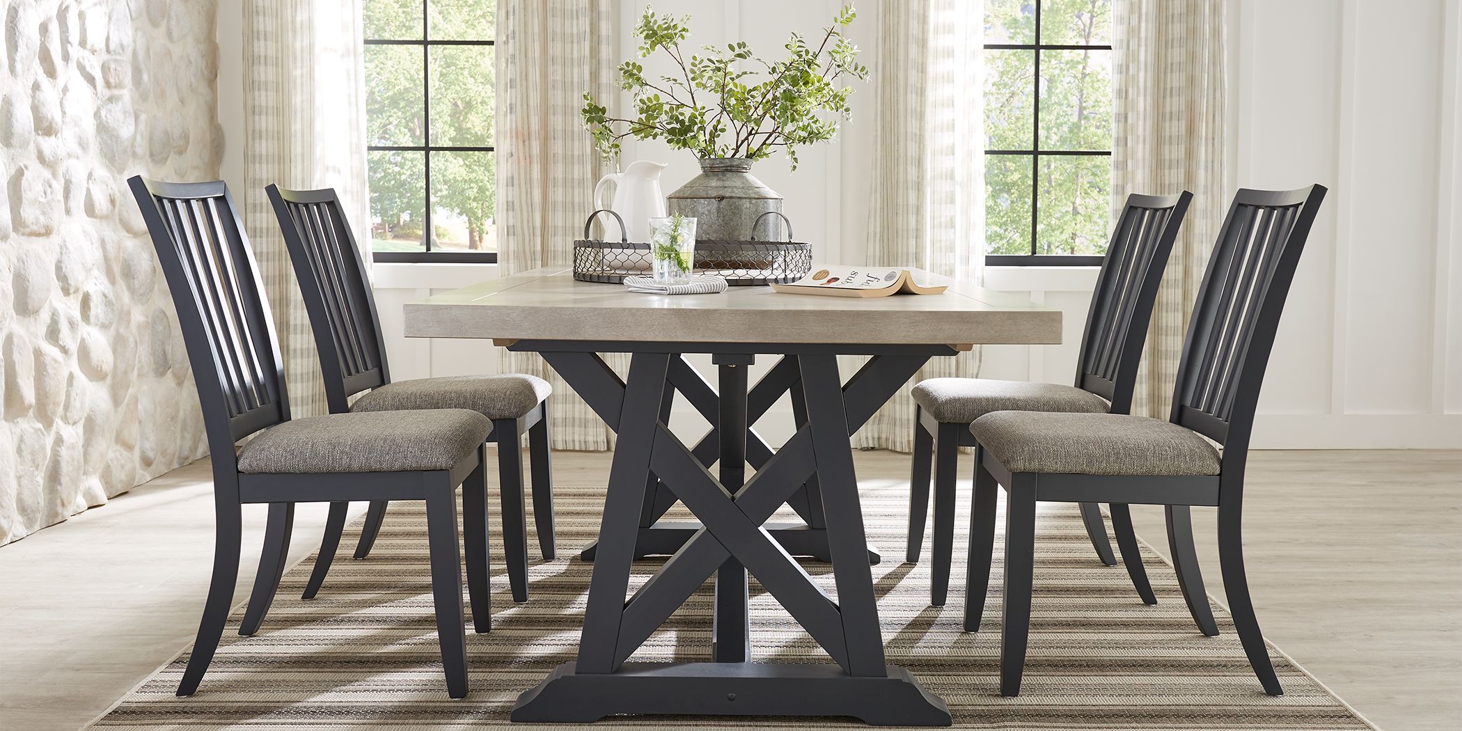 Hilton Head Graphite 5 Pc Trestle Dining Room Rooms To Go