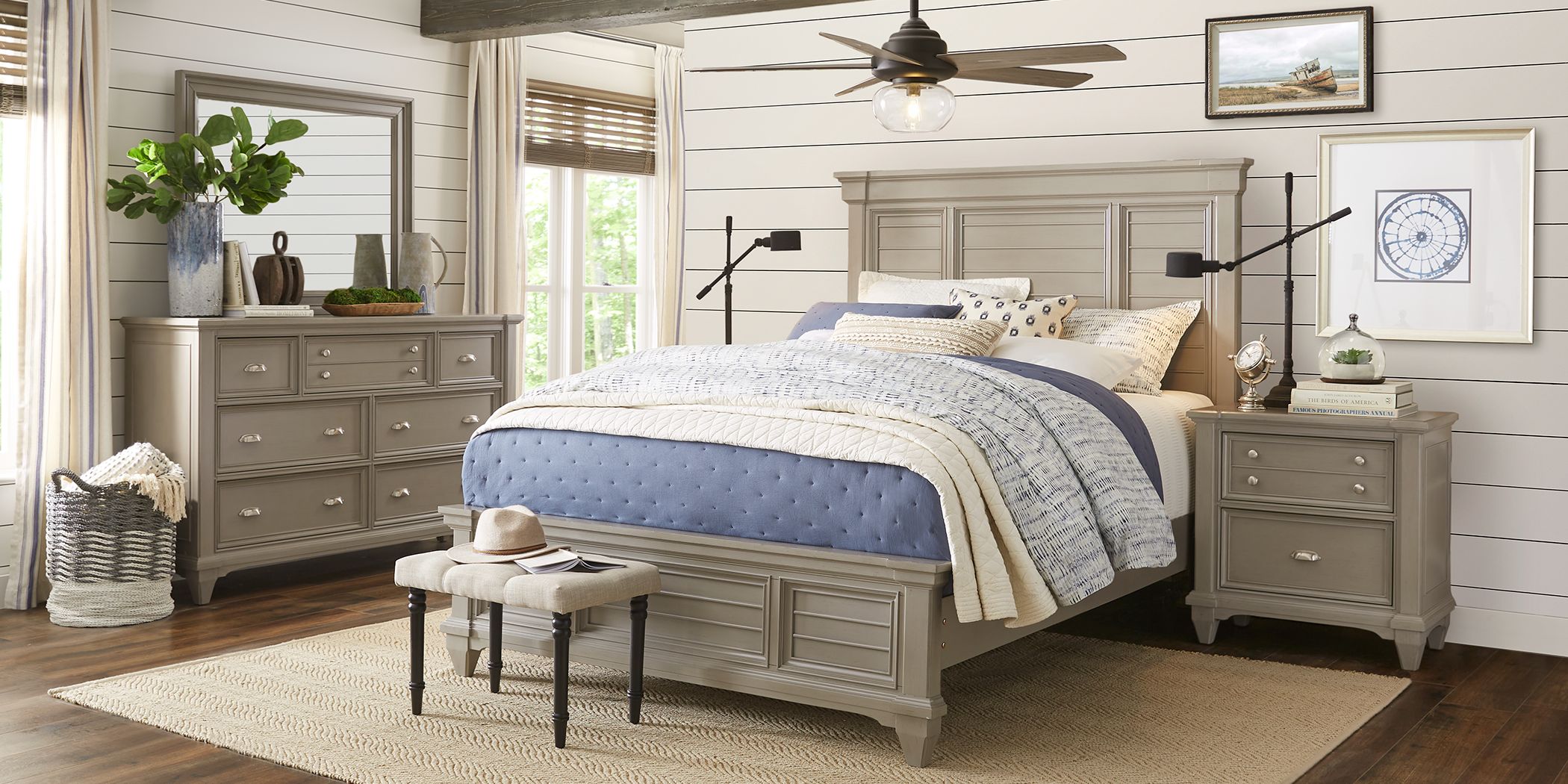 Hilton Head Gray 5 Pc Queen Panel Bedroom Rooms To Go