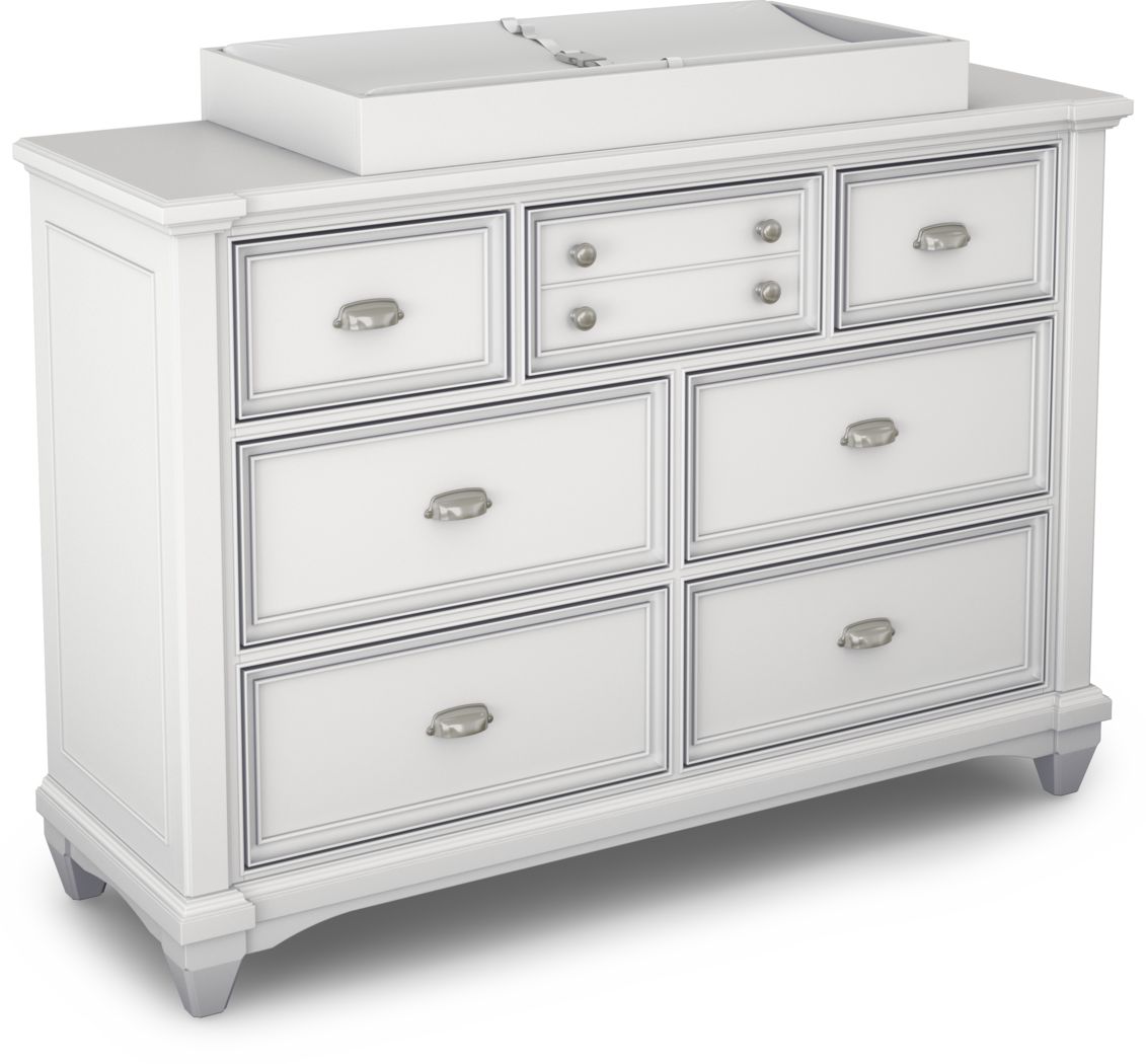 Hilton Head White Dresser with Changing Topper and Pad Rooms To Go