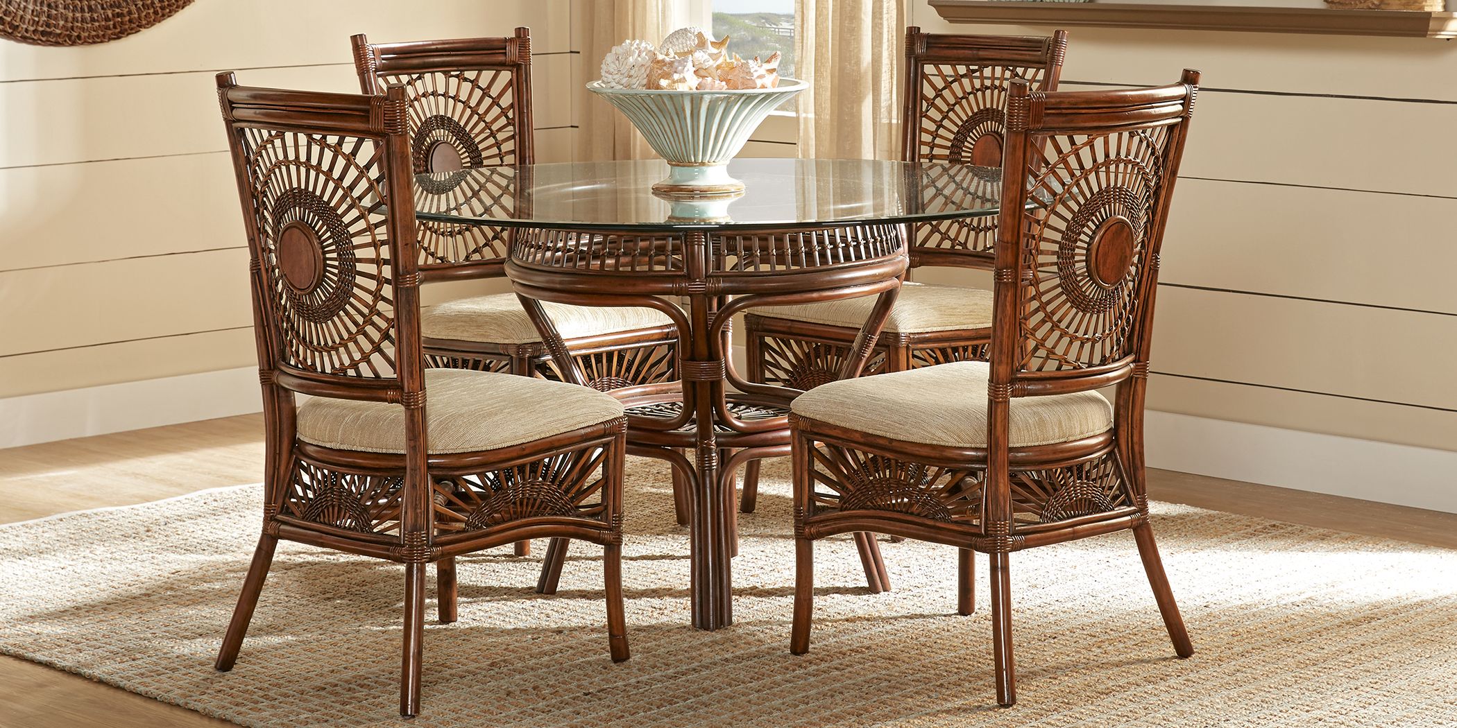 Https Wwwroomstogocom Furniture Product Island Sunrise Brown Rattan 5 Pc Dining Set 4222016P