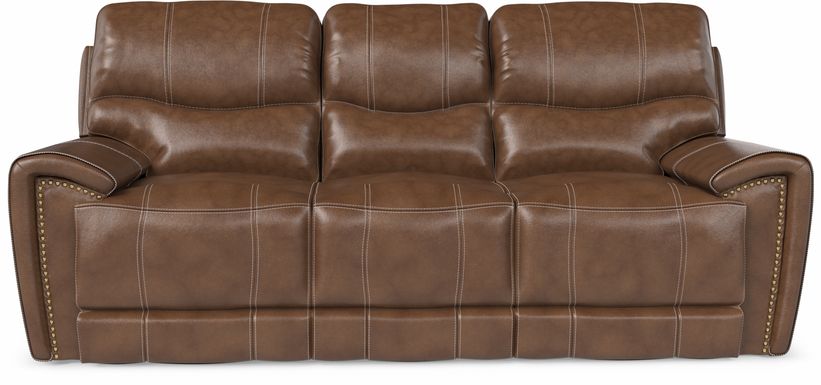 Italo Brown Leather Dual Power Reclining Sofa
