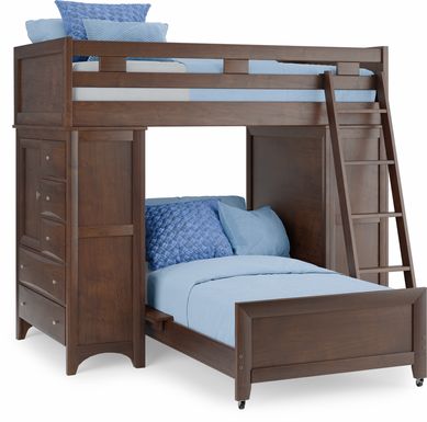 Ivy League 2.0 Walnut Twin/Twin Loft with Two Chests