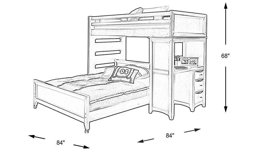 Ivy League Cherry Twin Full Student, Ivy League Cherry Bunk Bed