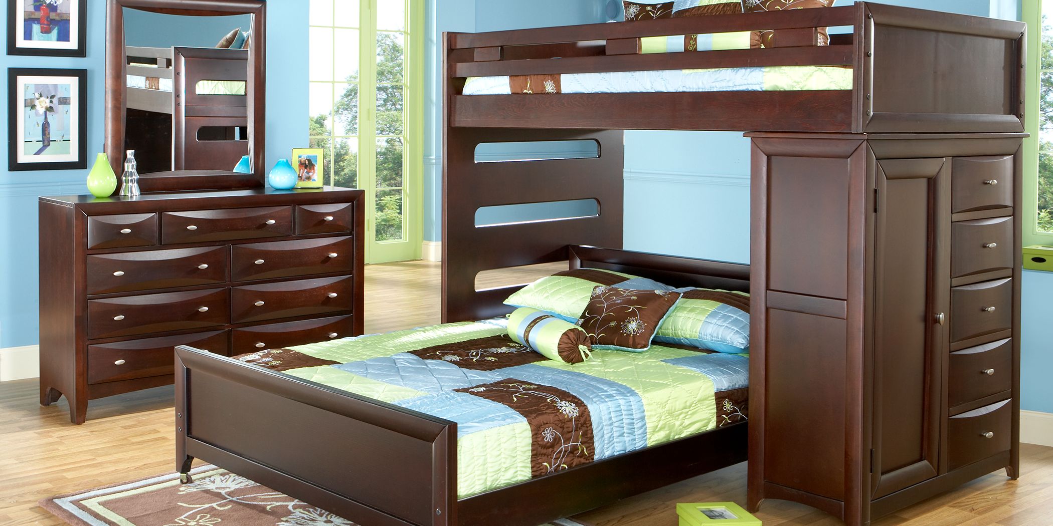Ivy League Cherry Twin Full Student, Ivy League Bunk Bed Rooms To Go