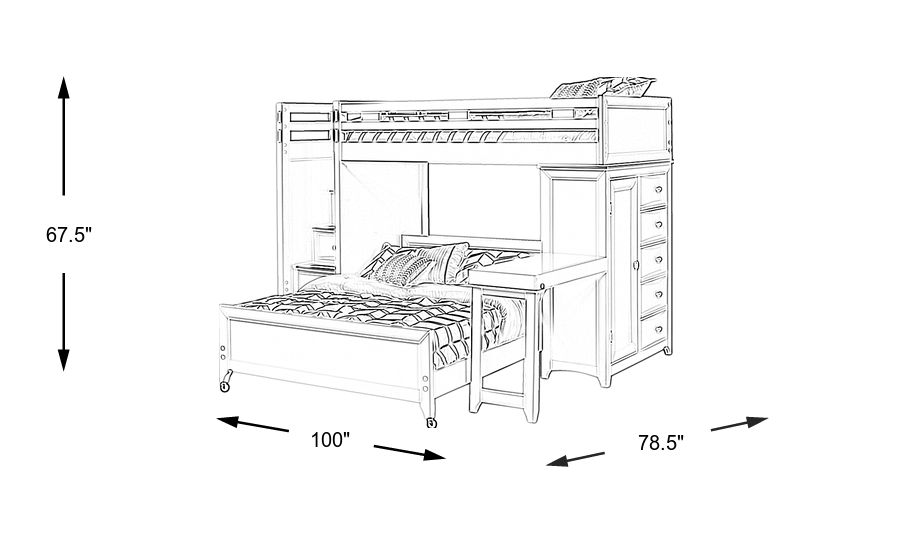 Step Loft Bunk With Chest And Desk, Ivy League Twin Step Bunk Bed