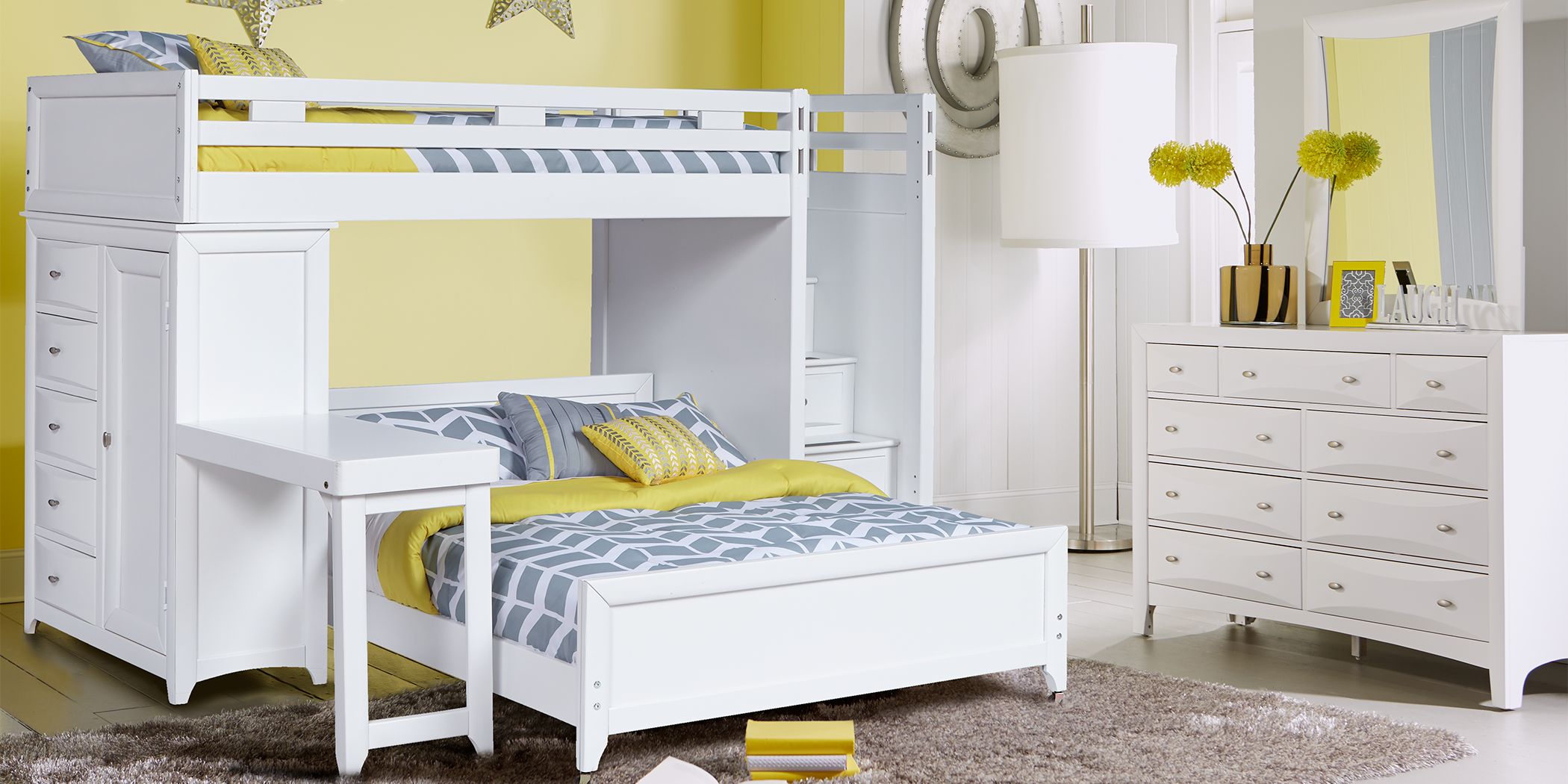 rooms to go bunk bed with stairs