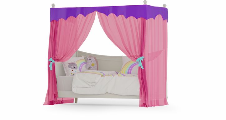 Kids Jaclyn Place Ivory Canopy Daybed with Pink and Purple Fabric
