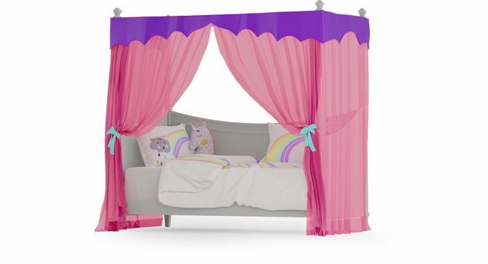 Jaclyn Place Gray 2 Pc Canopy Daybed with Pink and Purple Fabric