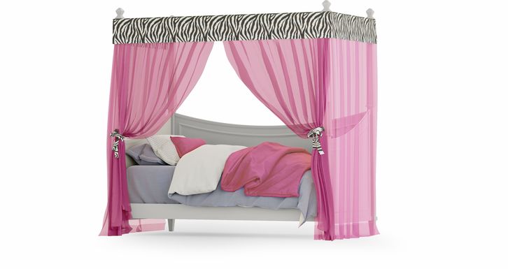 Jaclyn Place Gray 2 Pc Canopy Daybed with Pink Zebra Fabric