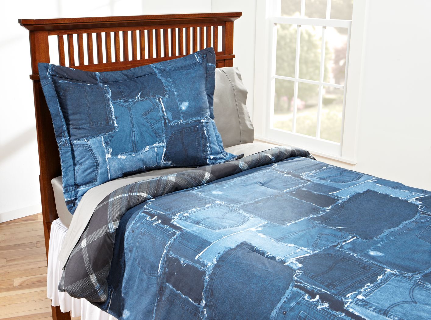 Jean Patch Blue 3 Pc Full Bed Set - Rooms To Go
